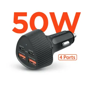 SpeedBoost 50W QUAD CAR CHARGER WITH DUAL 25W USB-C PD/PPS