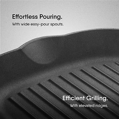 Stahl Cast Iron Grill Pan with Stay Cool SS Handles I Lightweight Stick Resistant | Dia 22cm, 2L