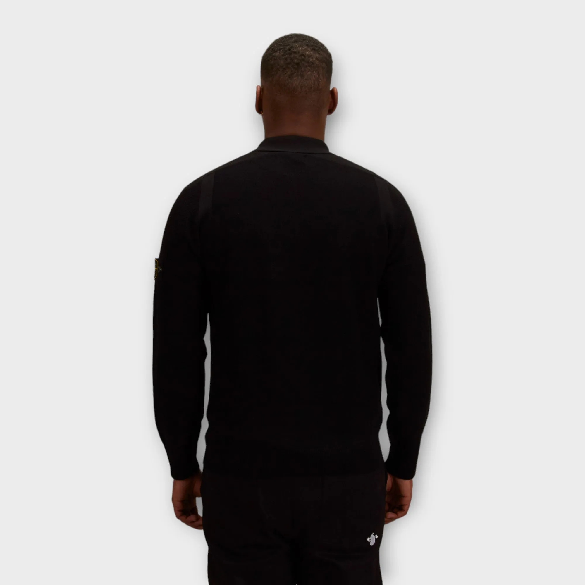 Stone Island 558A4 Zip Polo Strik I Sort