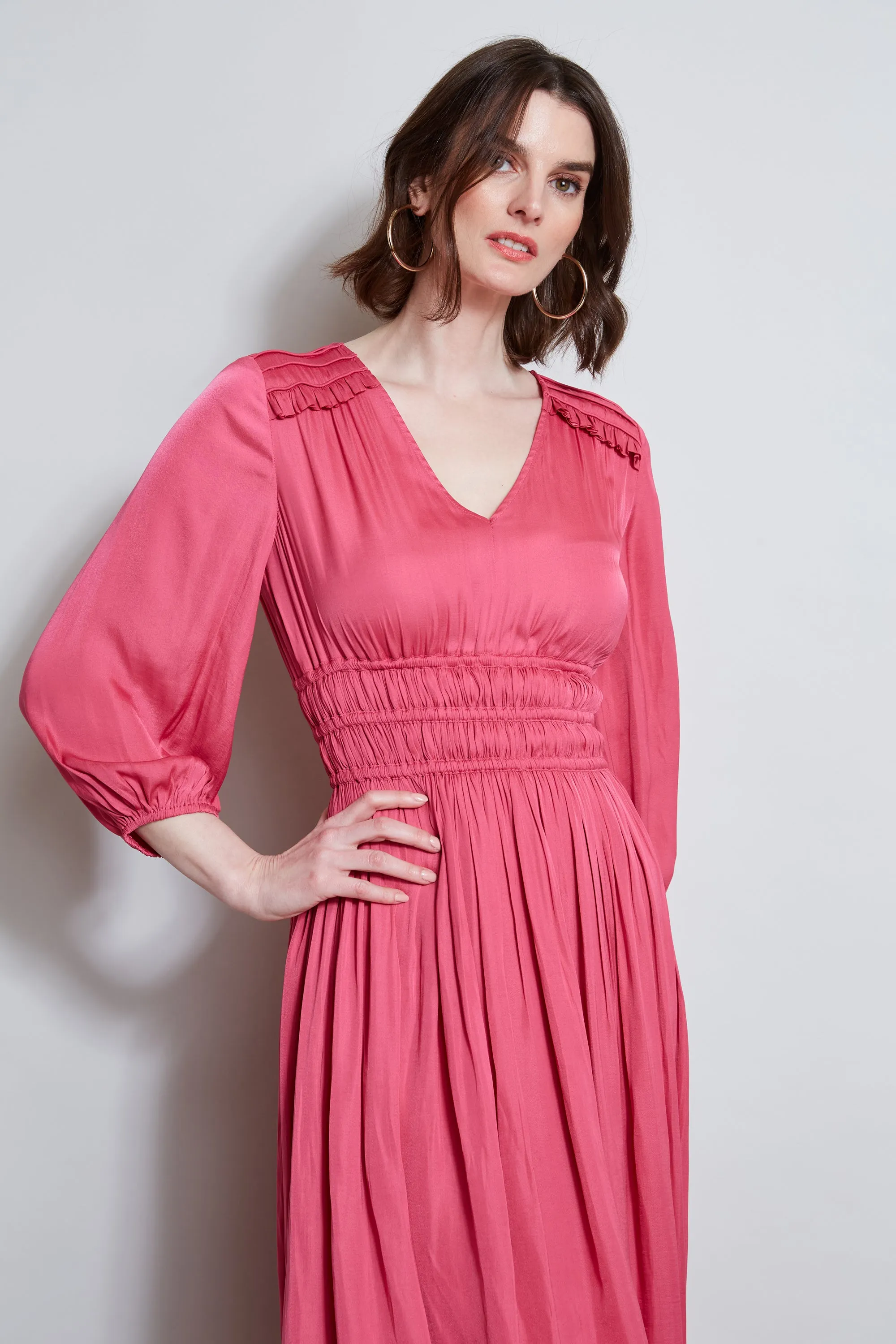 T-Tahari Smocked Midi Dress