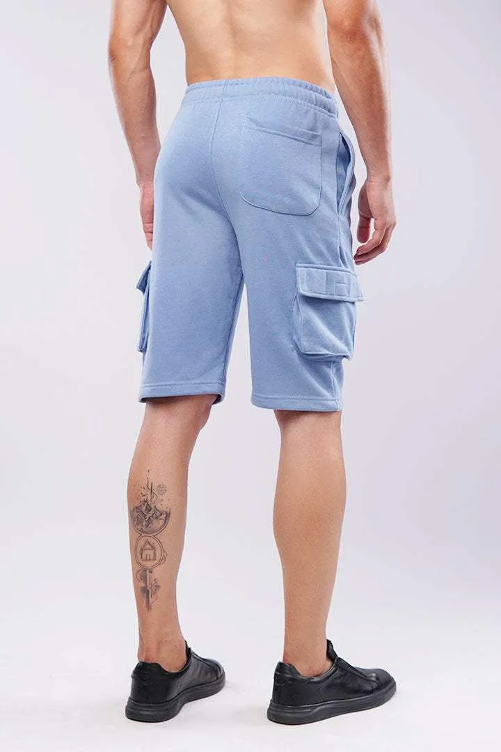 Terry Cargo Shorts - Light Blue