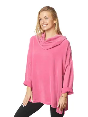 Tianello TENCEL™  "Oversized" L.S.  "TIBET" Cowl Blouse - Rio Rose