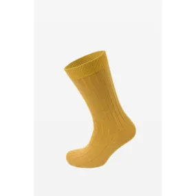 Viyella - Mens Wool Short Ribbed English Mustard - Socks